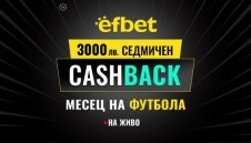 3000 лв. Седмичен Кешбек в "Месец на футбола" на efbet. Загубата може да се превърне в победа!