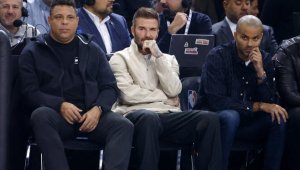 Мбапе, Бекъм и Роналдо гледат НБА-шоу в Париж