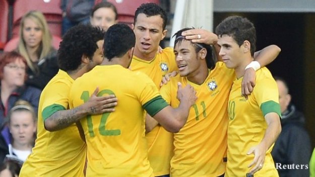 Бразилия надви Великобритания, Неймар бележи